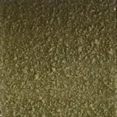 Textured rug, olive green and brown tones, spiraling pattern with raised and recessed elements creating a three-dimensional, mottled surface.